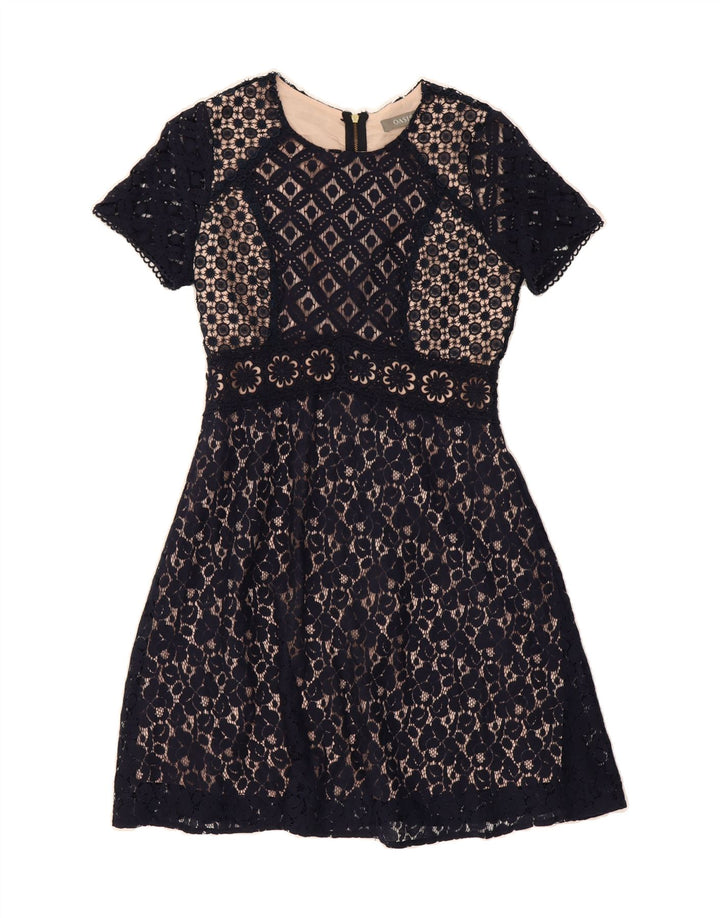 OASIS Womens A-Line Dress UK 10 Small  Navy Blue Floral Polyamide Vintage Oasis and Second-Hand Oasis from Messina Hembry 