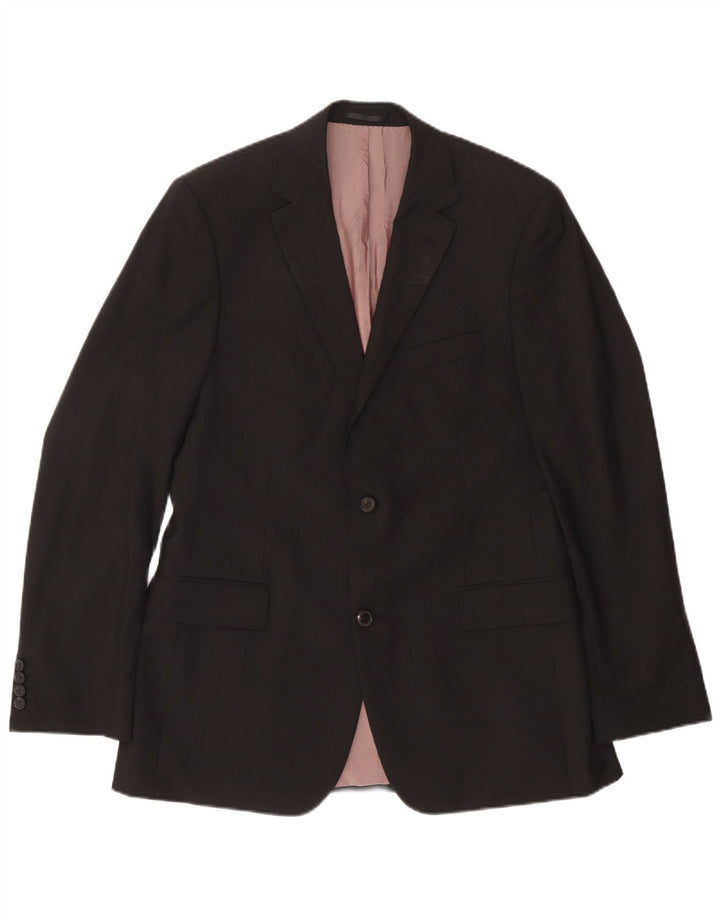 Giacca blazer da uomo a 2 bottoni Hugo Boss taglia 102 grande in lana nera
