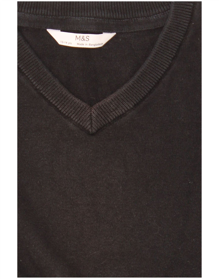 Maglione con scollo a V per ragazzi Marks & Spencer 13-14 anni Nero