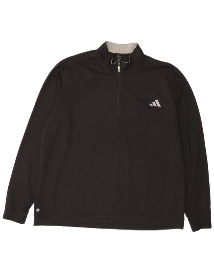 Felpa Adidas da uomo con zip e collo maglione 2XL poliestere nero