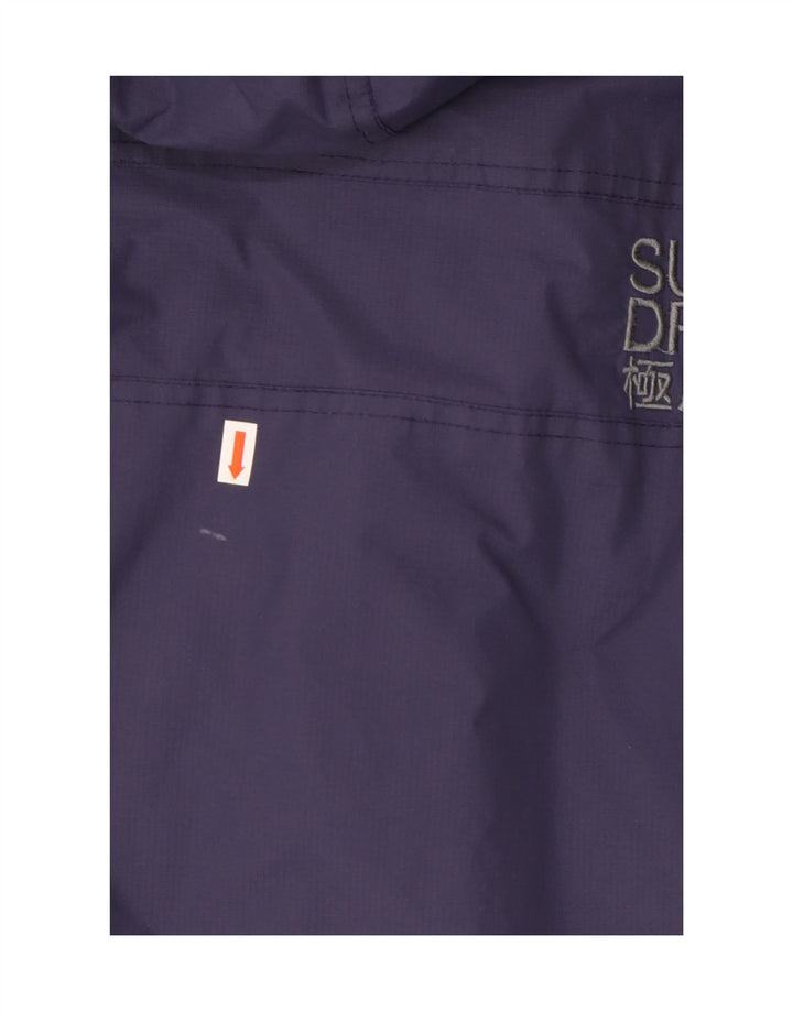 Giacca a vento da donna con cappuccio Superdry UK 16 Large in nylon blu navy