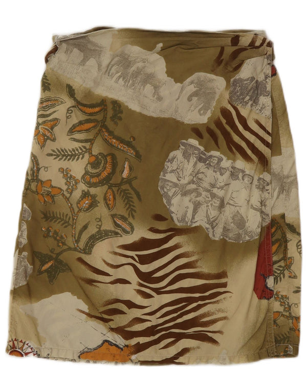 Gonna a portafoglio da donna Marella UK 14 Media W26 Cotone patchwork kaki