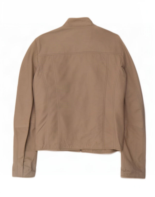 Giacca in pelle vintage da donna IT 52 2XL Beige