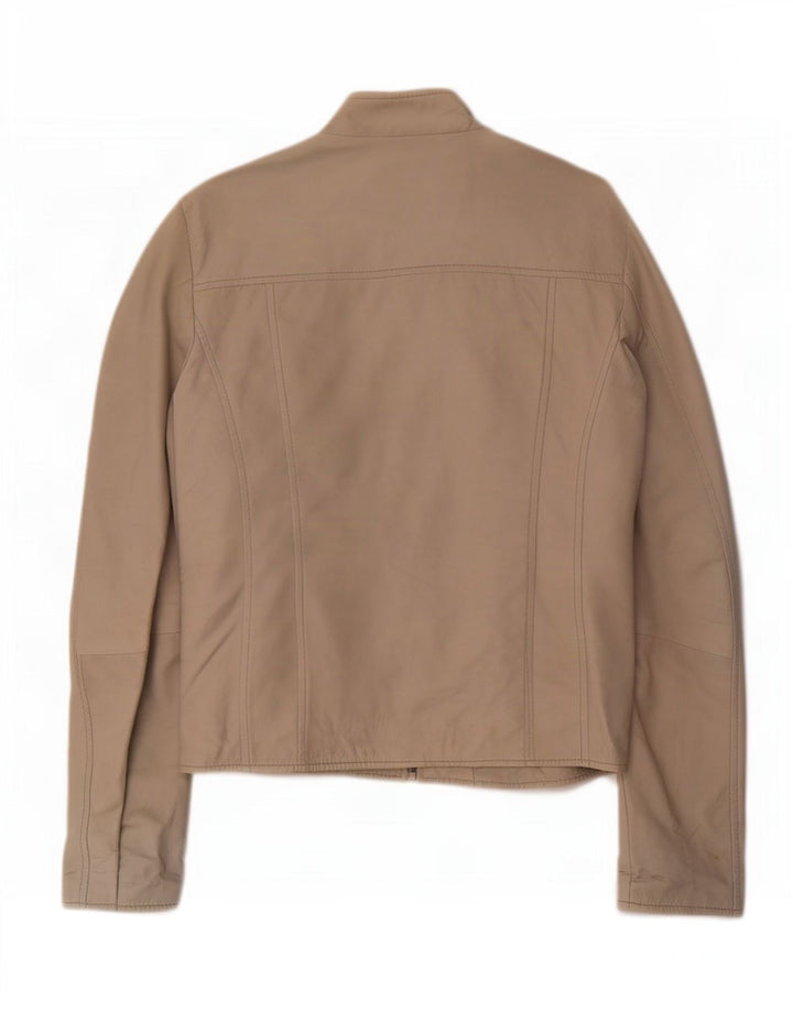 Giacca in pelle vintage da donna IT 52 2XL Beige