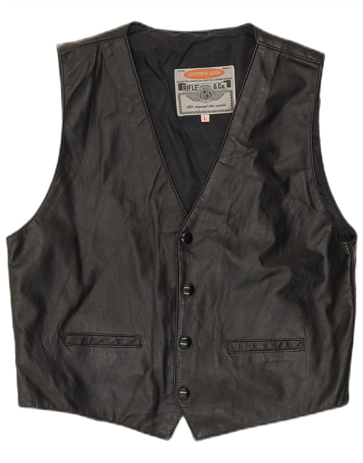Gilet in pelle da donna Rifle UK 16 grande motociclista nero