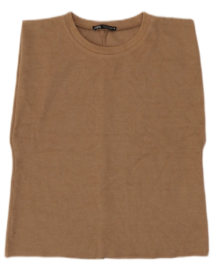 Canotta da donna Zara UK 10 piccola in cotone marrone