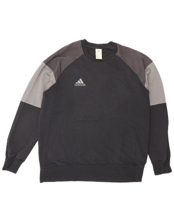 Felpa da uomo ADIDAS maglione XL in cotone color block nero