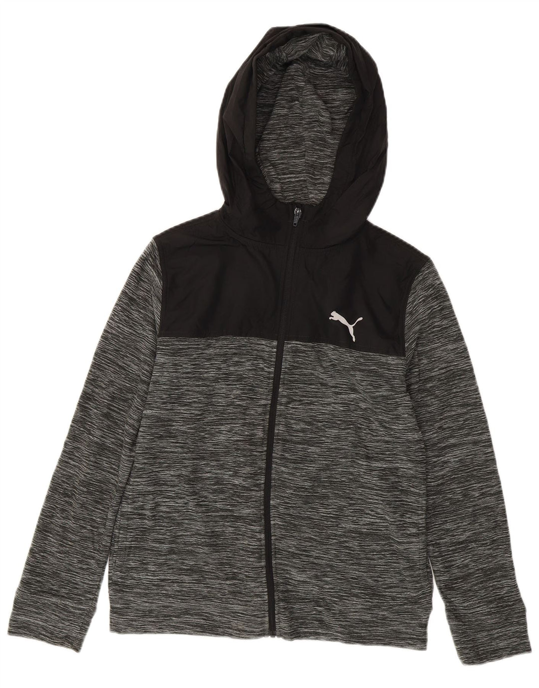Felpa con cappuccio e zip PUMA per ragazzi 14-15 anni Large in poliestere color block grigio