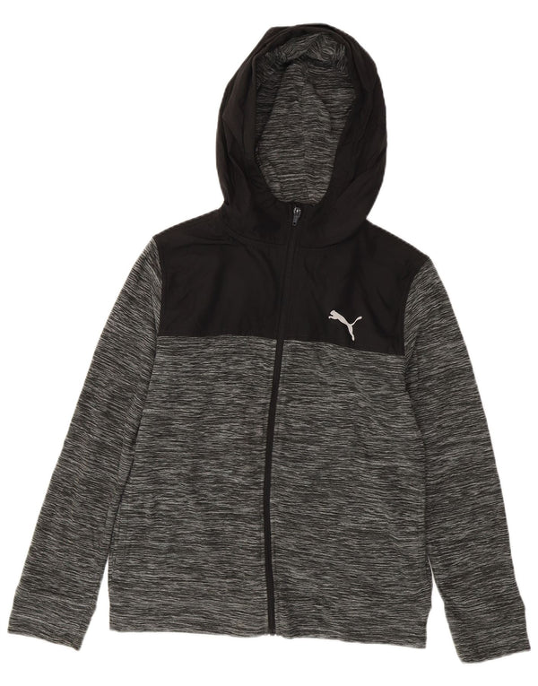 Felpa con cappuccio e zip PUMA per ragazzi 14-15 anni Large in poliestere color block grigio