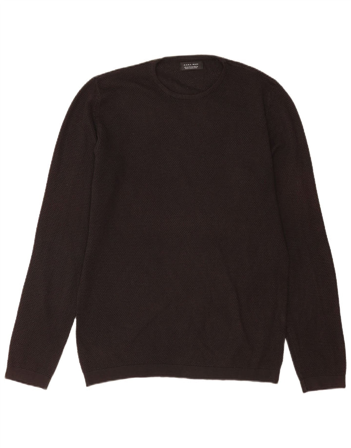 Maglione girocollo da uomo Zara in acrilico nero medio