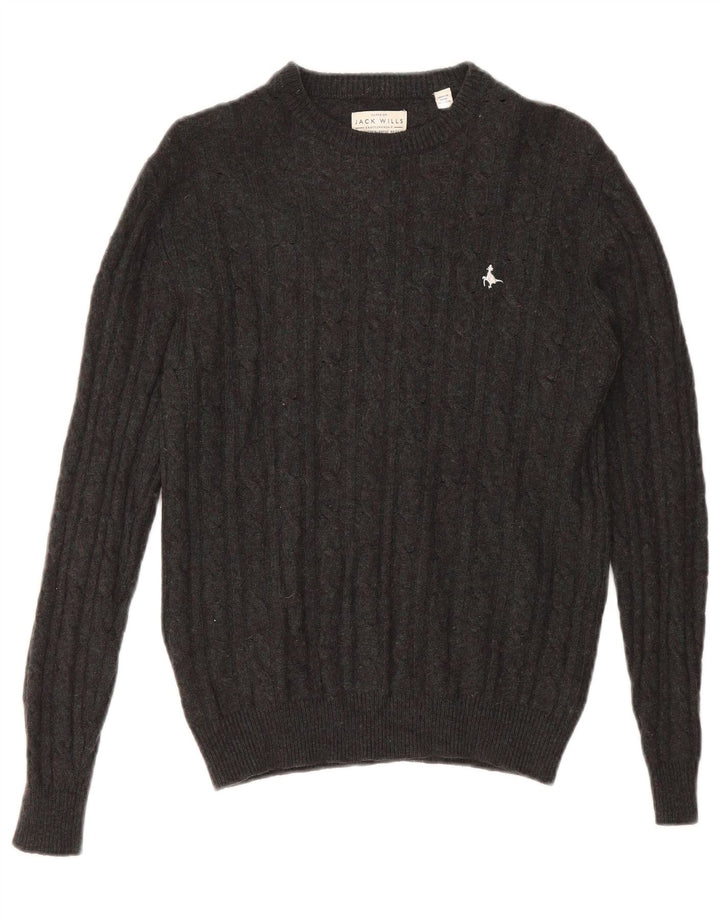 JACK WILLS Mens The Marlow Crew Neck Jumper Sweater XS Grey Wool
