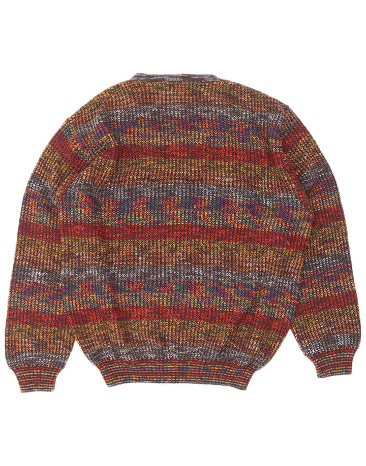 Maglione George da uomo con scollo a V IT 50 Lana a righe multicolori medie