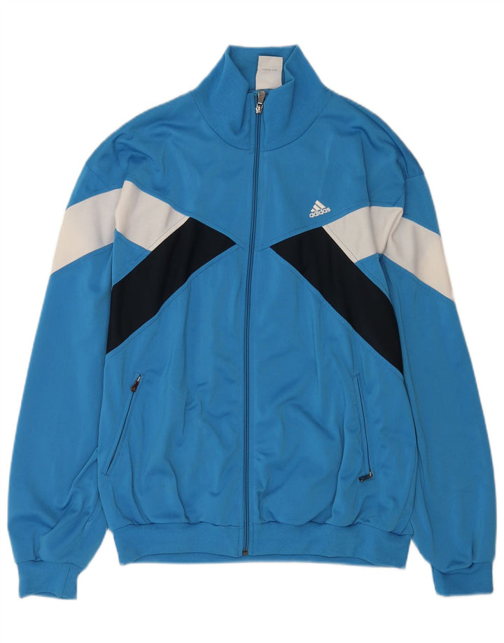 Giacca da tuta da uomo Adidas UK 40/42 Poliestere color block blu medio