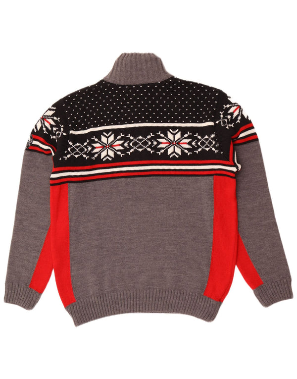 Maglione da uomo con collo con zip CMP, grande acrilico grigio Fair Isle