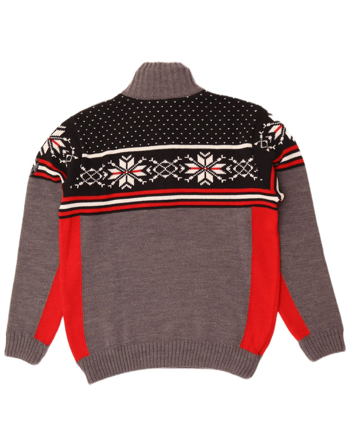 Maglione da uomo con collo con zip CMP, grande acrilico grigio Fair Isle