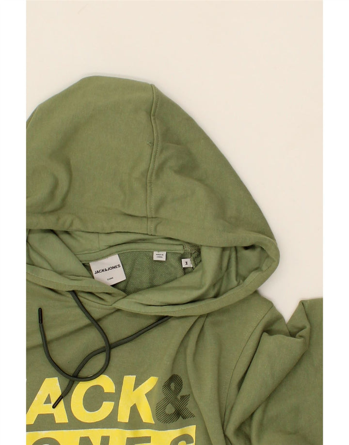 JACK & JONES Mens Graphic Hoodie Jumper Medium Green Cotton Vintage Jack & Jones and Second-Hand Jack & Jones from Messina Hembry 