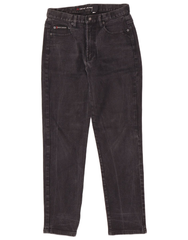 Jeans affusolati a vita alta da donna Dkny US 10 Large W28 L29 cotone nero