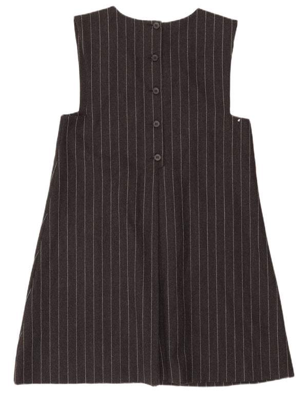 Abito scamiciato vintage da donna UK 18 XL in lana a righe grigie