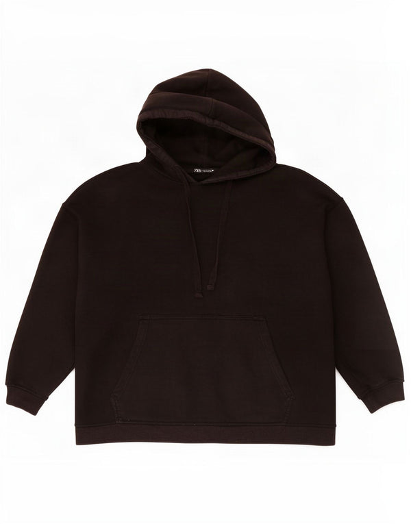 Maglione oversize con cappuccio da donna Zara UK 14 cotone nero medio