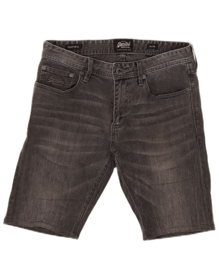 Pantaloncini di jeans slim corporale da uomo Superdry W32 cotone grigio medio