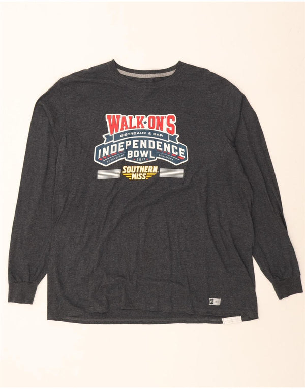 Russell Athletic Mens Graphic Top Long Sleeve XL Grey Cotton