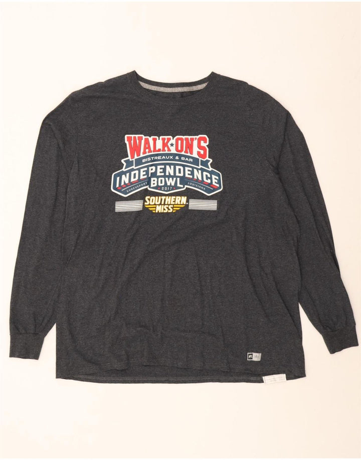 Russell Athletic Maglietta grafica da uomo a maniche lunghe XL in cotone grigio