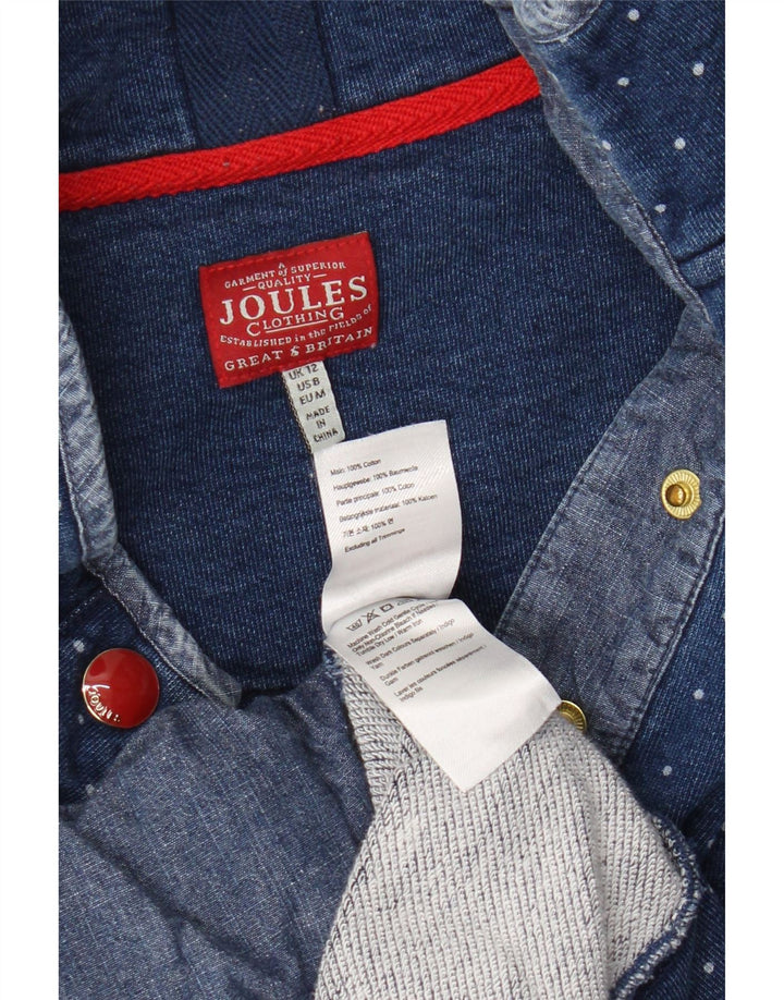 Joules Felpa da Donna con Collo a Bottone Maglione UK 12 Blu Medio a Pois