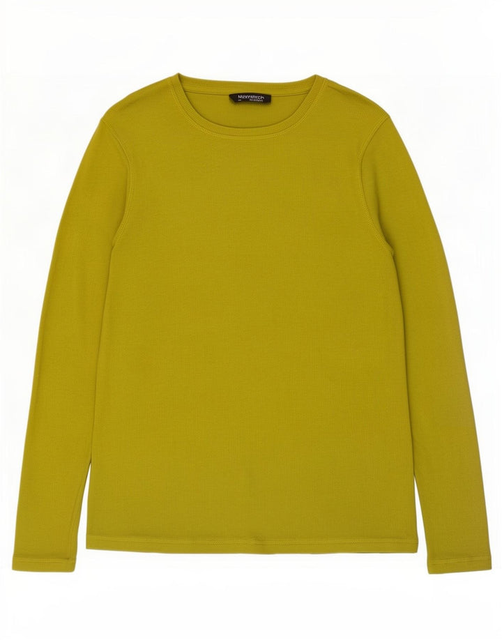 Marks & Spencer Top da donna a maniche lunghe UK 14 Cotone verde medio