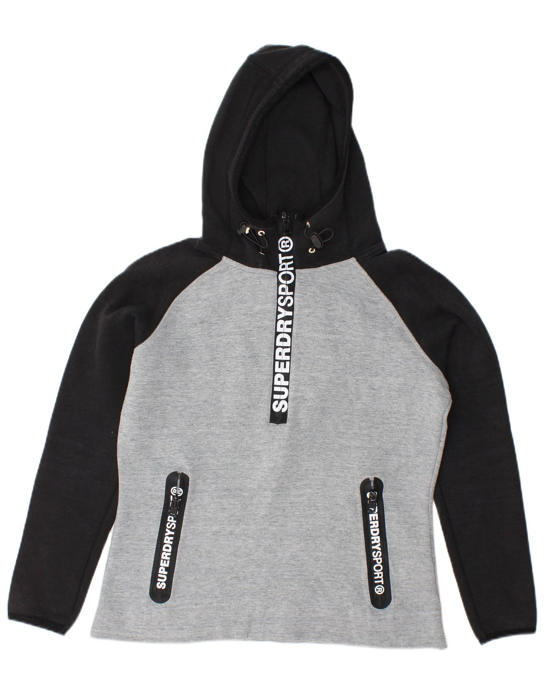 Felpa con cappuccio grafica da donna SUPERDRY UK 14 Blocco colore grigio medio
