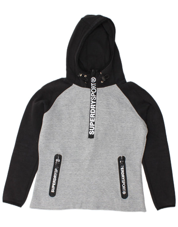 Felpa con cappuccio grafica da donna SUPERDRY UK 14 Blocco colore grigio medio
