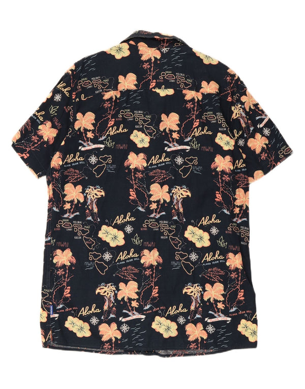 Camicia a maniche corte grafica da uomo Jack & Jones grande hawaiana floreale nera