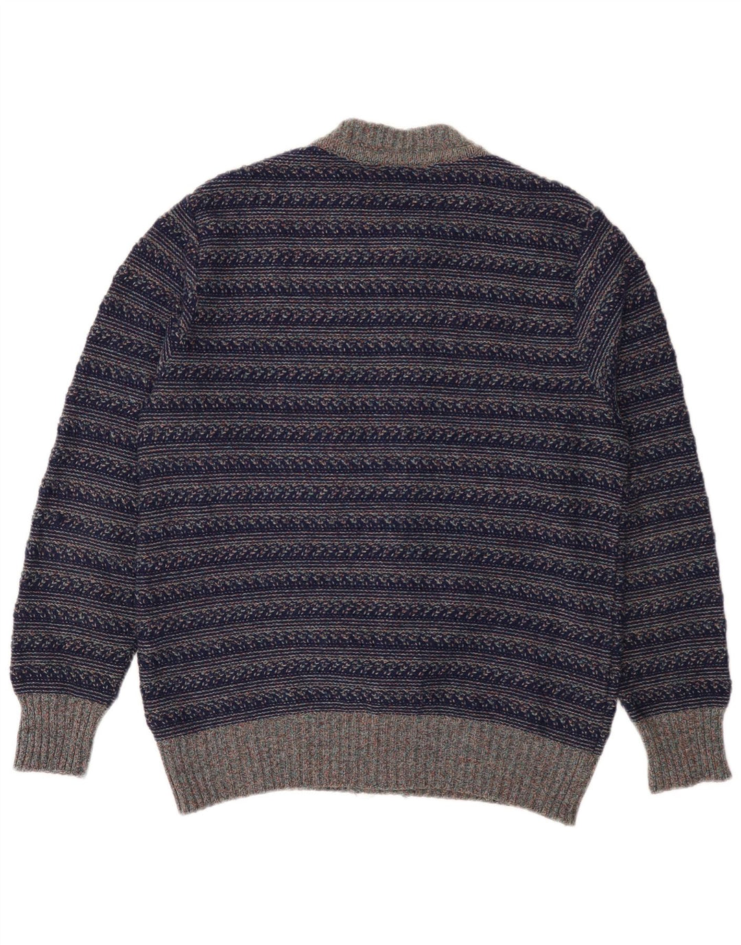 Maglione cardigan da uomo vintage a righe blu navy medie