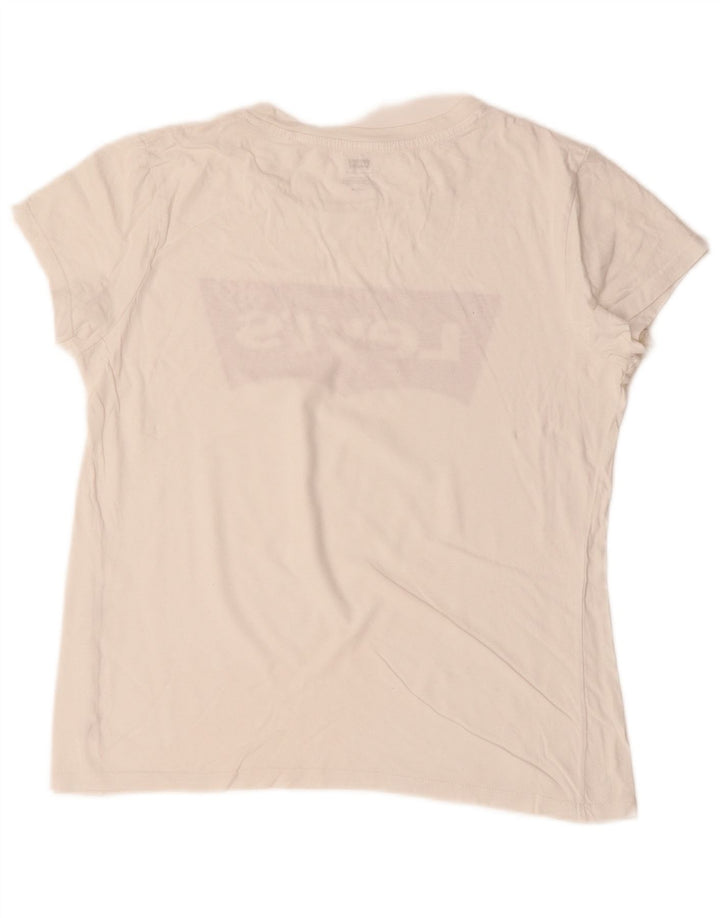 T-shirt grafica da donna LEVI'S Top UK 14 cotone bianco medio