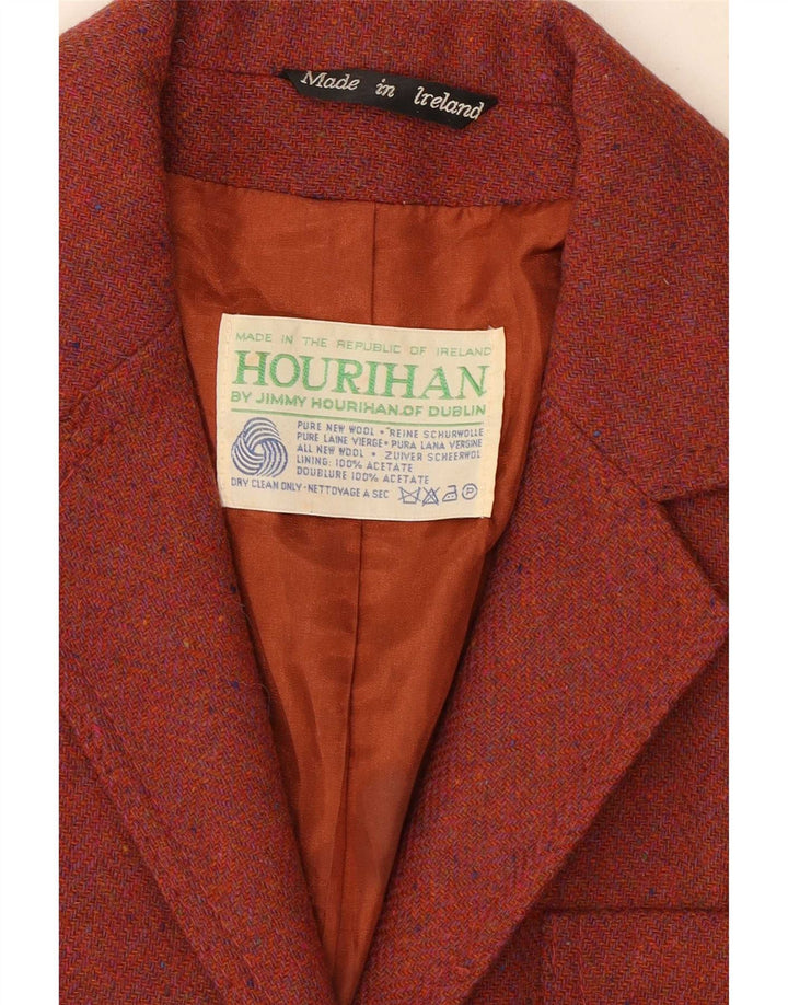 Giacca blazer a 3 bottoni da donna Jimmy Hourihan UK 8 piccola rossa chiazzata