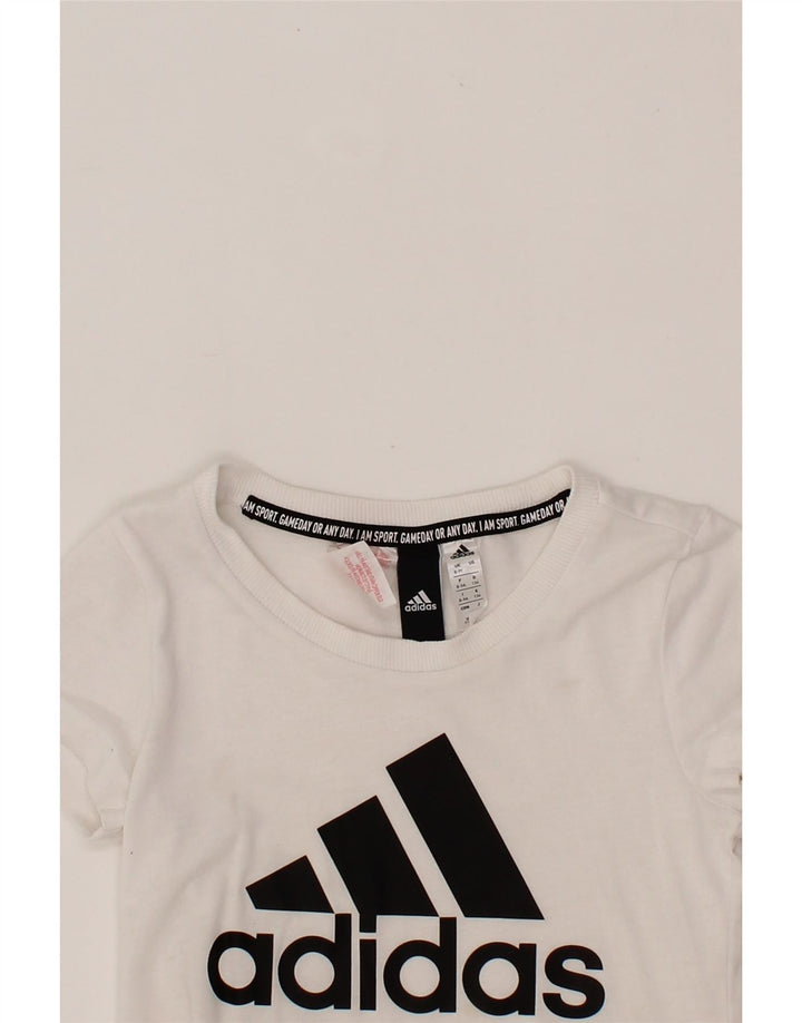 ADIDAS Boys Graphic T-Shirt Top 8-9 Years White Cotton Vintage Adidas and Second-Hand Adidas from Messina Hembry 