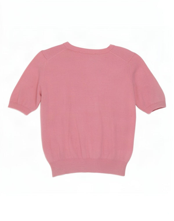 Maglione corto con scollo a barca a maniche corte da donna Zara UK 10 piccolo rosa