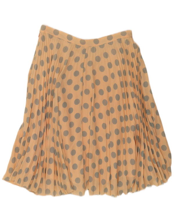 Gonna a trapezio a pieghe a vita alta da donna vintage IT 48 XL W30 a pois beige