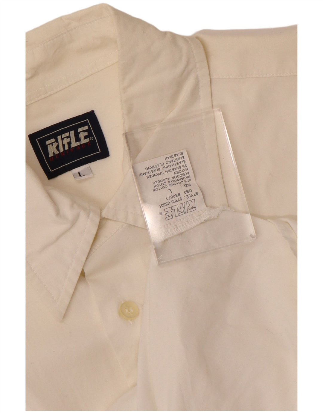 RIFLE Camicia da uomo grande in cotone bianco