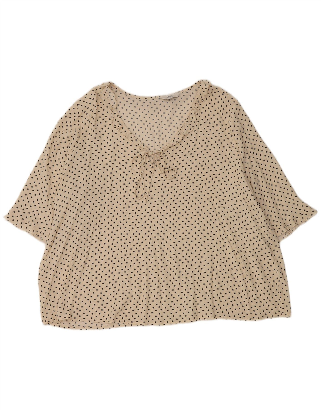 Camicetta da donna Marks & Spencer con volant sul davanti UK 18 XL a pois bianco sporco