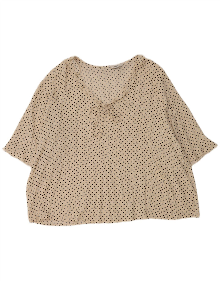 Camicetta da donna Marks & Spencer con volant sul davanti UK 18 XL a pois bianco sporco