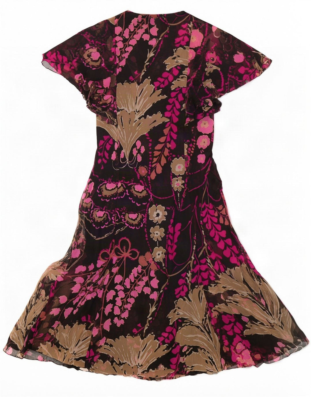 Abito a trapezio vintage da donna IT 46 grande floreale nero