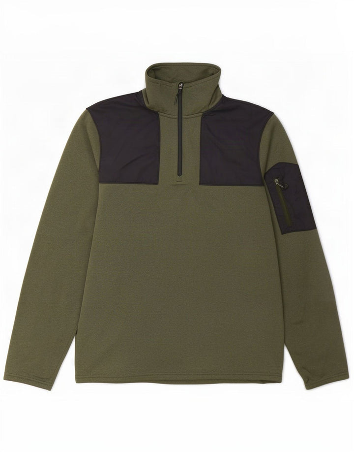 Felpa da uomo con collo con zip The North Face, maglione piccolo color kaki