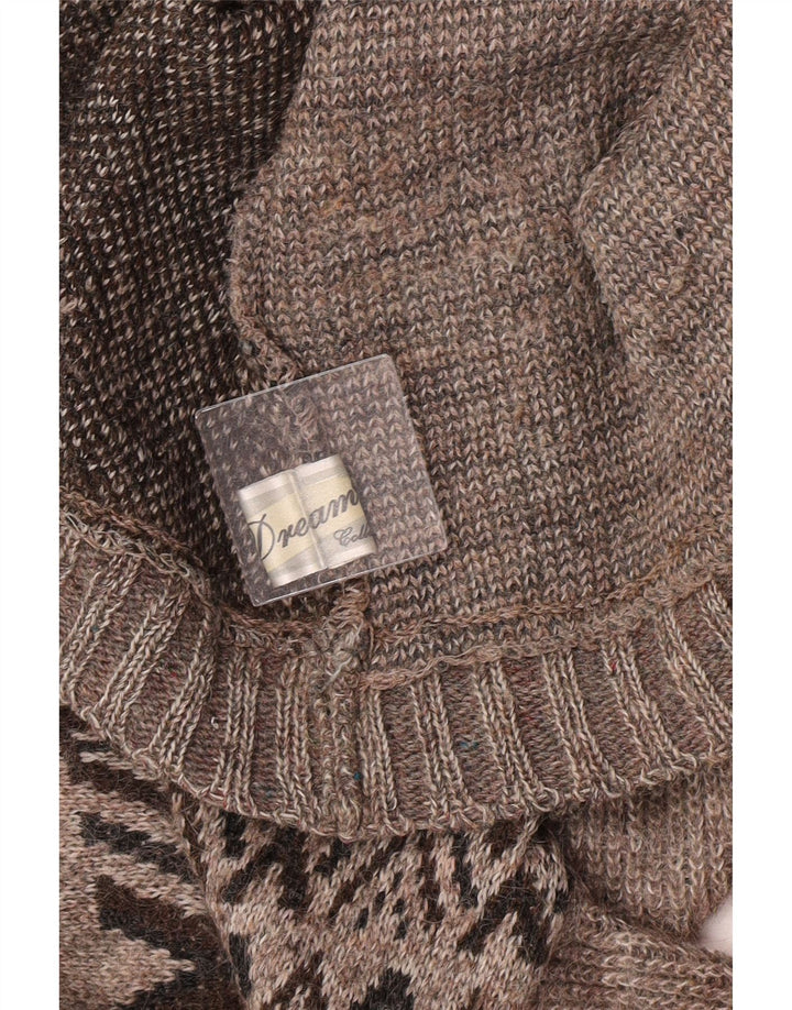 Dream Maglione da uomo con collo alto e maglione grande marrone geometrico