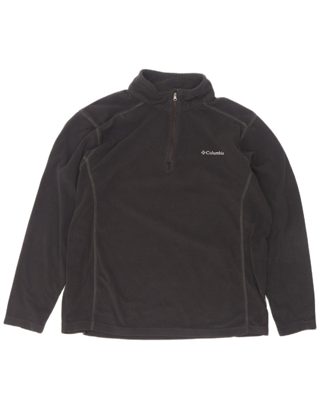 Maglione in pile Columbia da uomo con zip e collo, grande, in poliestere nero