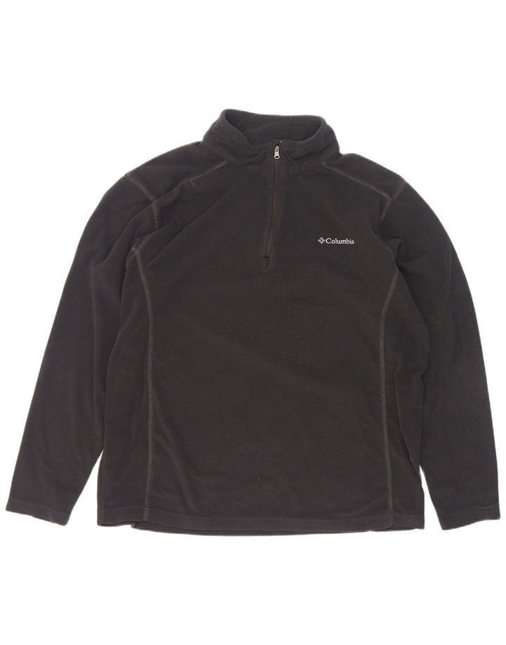 Maglione in pile Columbia da uomo con zip e collo, grande, in poliestere nero