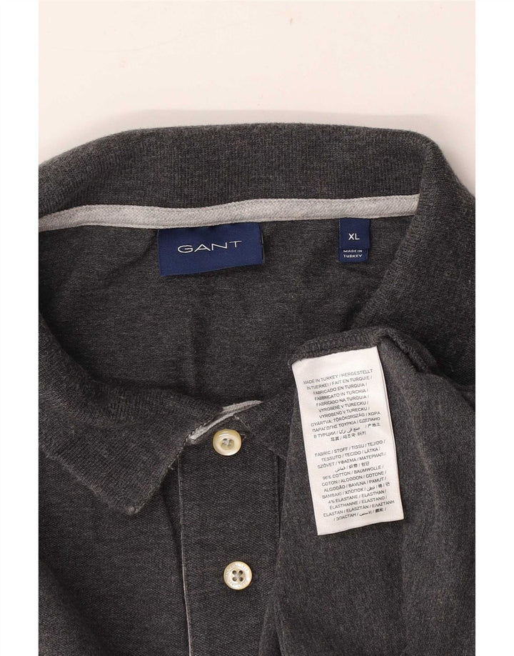 Polo Gant da uomo a maniche lunghe XL in cotone grigio