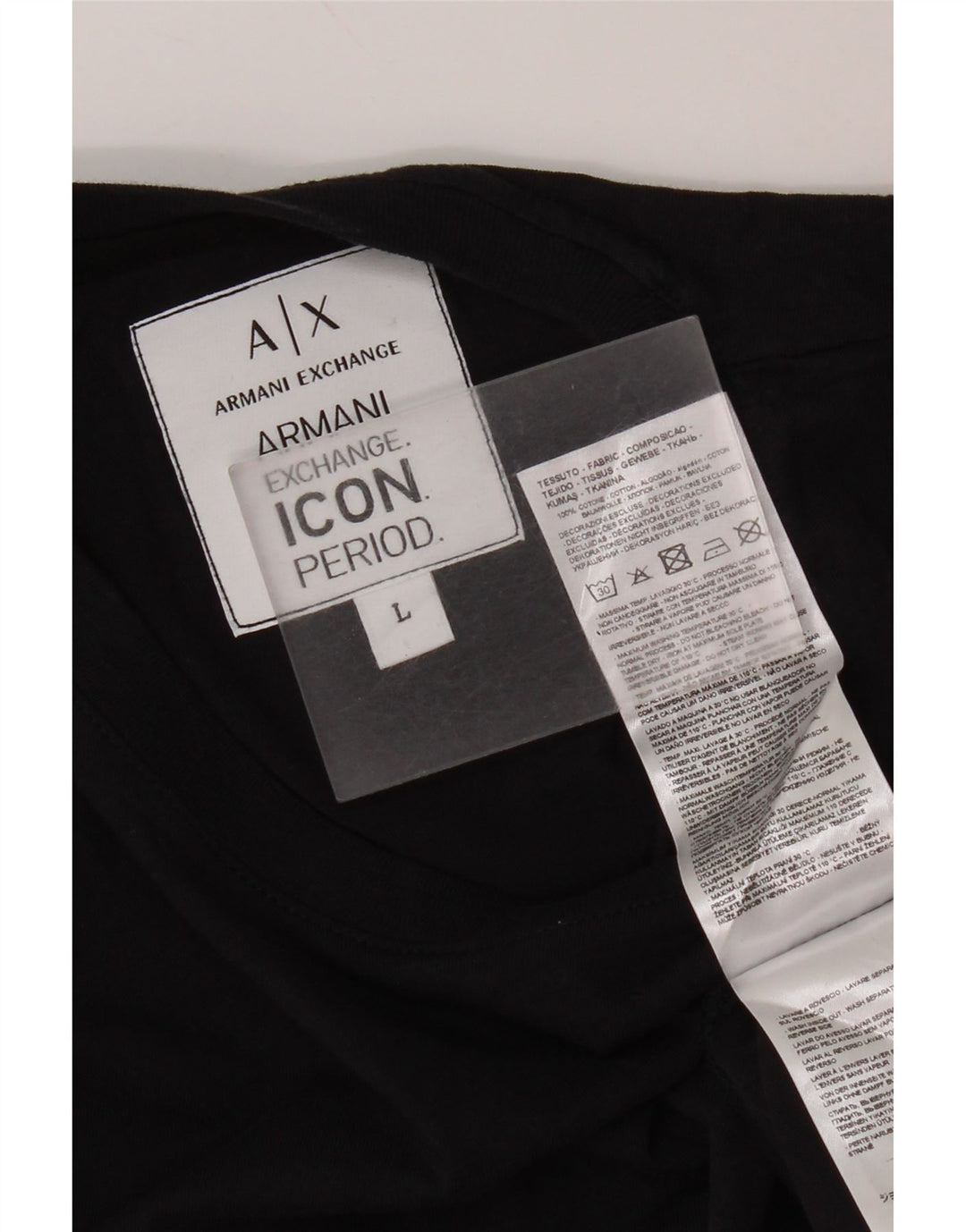 T-shirt grafica da uomo Armani Exchange Top grande in cotone blu navy