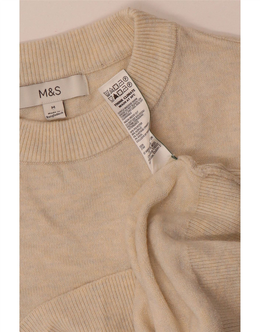 Maglione maglione girocollo da donna Marks & Spencer UK 14 Beige medio screziato