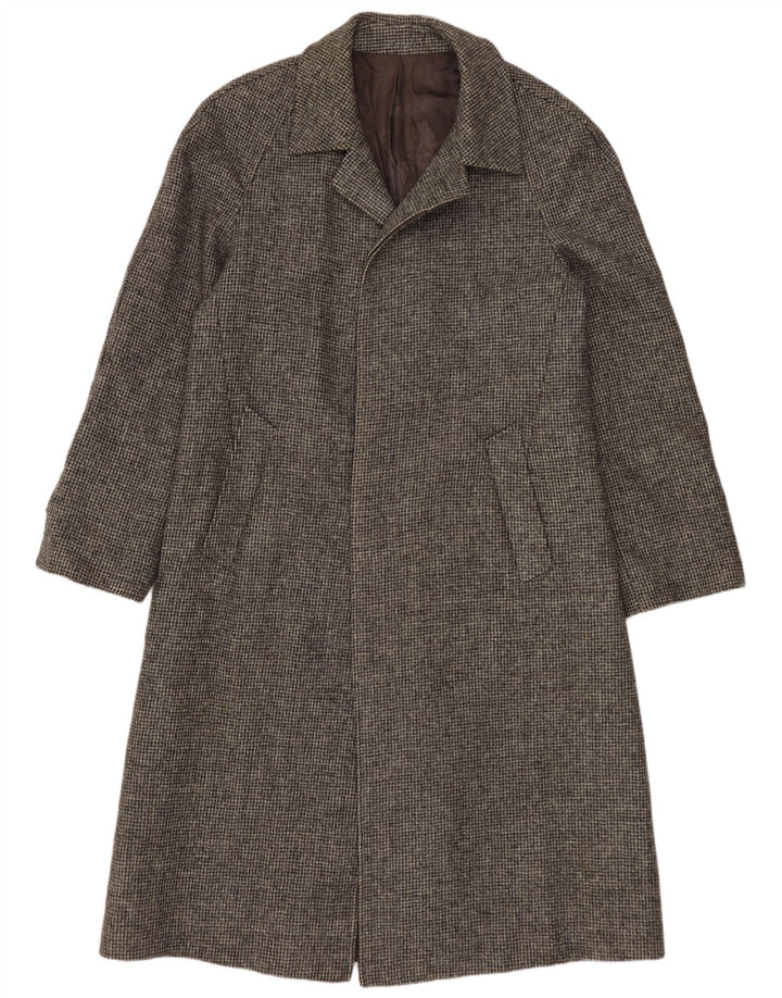 Soprabito aperto da uomo vintage IT 48 Lana vergine pied de poule grigio medio