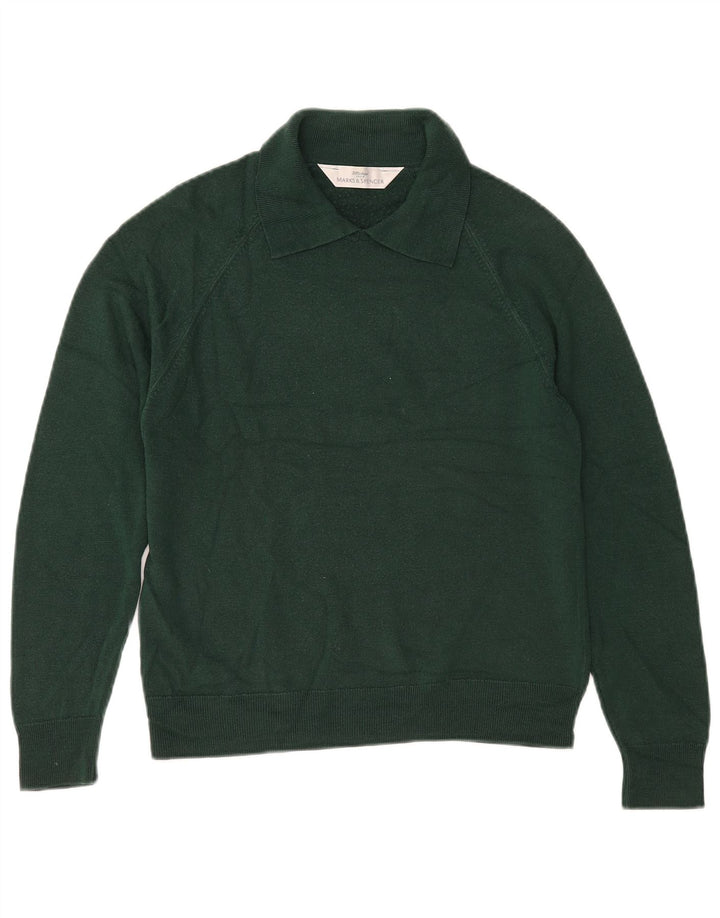 MARKS & SPENCER Maglione da donna con collo alto UK 10 Piccolo acrilico verde